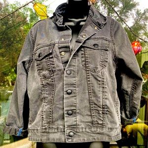 Large Levi Strauss Black Denim Jacket with Zip In Hood